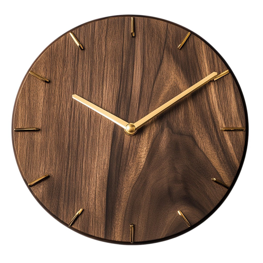 Galvwp Modern Solid Walnut Minimalist Silent Wall Clock