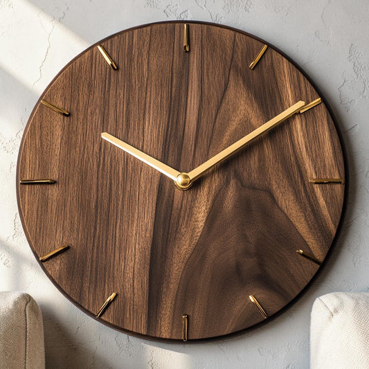 Galvwp Modern Solid Walnut Minimalist Silent Wall Clock